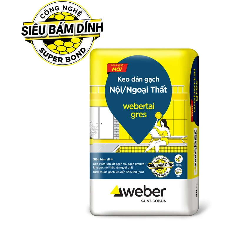 Keo dán gạch Siêu Bám Dính webertai gres