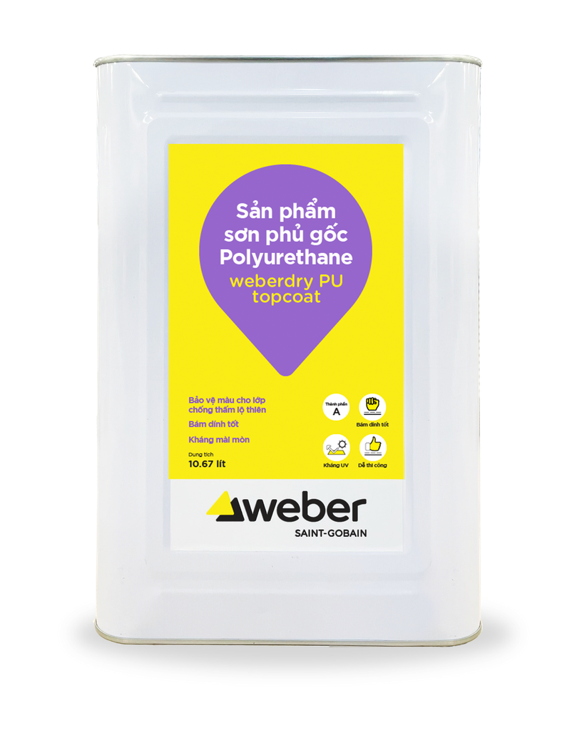 Sơn phủ PU 2 thành phần weberdry PU topcoat Grey - partA 4L