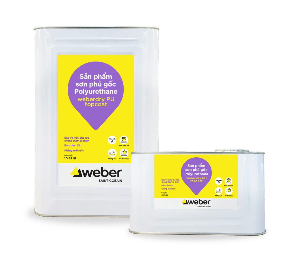 Sản phẩm sơn phủ gốc PU weberdry PU topcoat xanh TP_B 16L