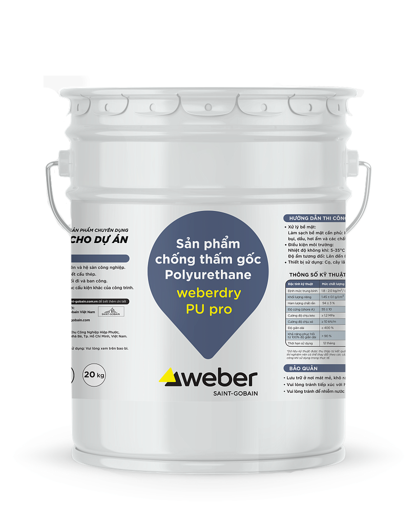 Sản phẩm chống thấm gốc polyurethane Weberdry PU Pro - Màu xanh lá